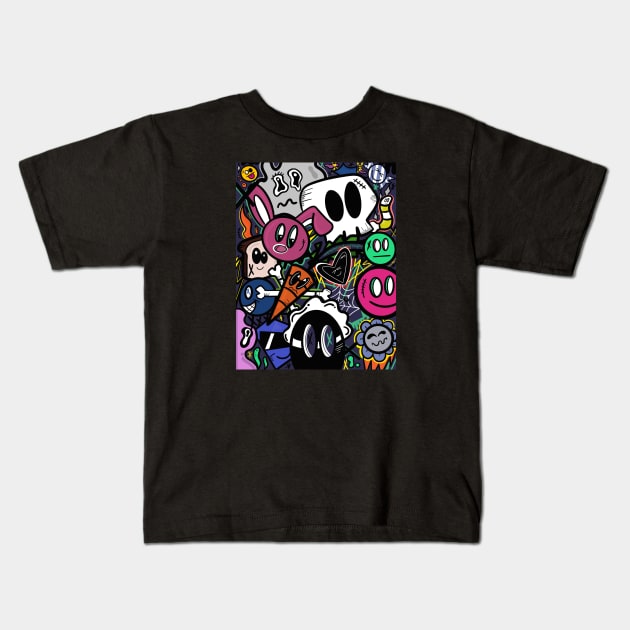 Mind Boggle Doodle III Kids T-Shirt by LightniNG Underground